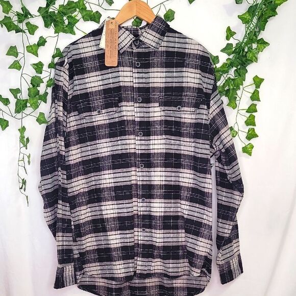 Jachs. Flannel. Black, Gray and White Plaid Button-Up Shirt. Size LT. NWT - Picture 3 of 9